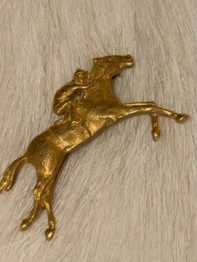 Vintage 14kt Yellow Gold Horse with Jockey Brooch Pin 7.83 Grams NOT SOLD